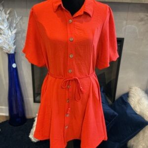 Lysse Vibrant Red Collared Top